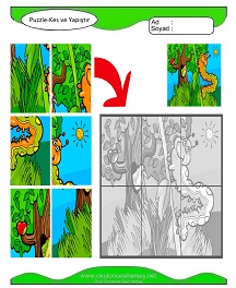 Puzzle Kes Yapıştır Çalışma Sayfaları